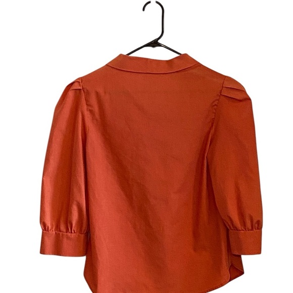 Vintage  Rust Orange Women's Top w/ tie bow - Picture 3 of 6